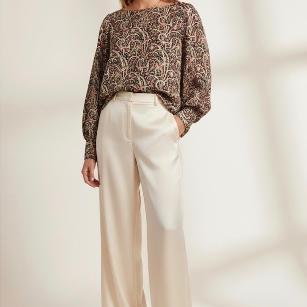 J Crew Paisley Silk Twill Long Sleeve Relaxed Fit Blouse Size 4